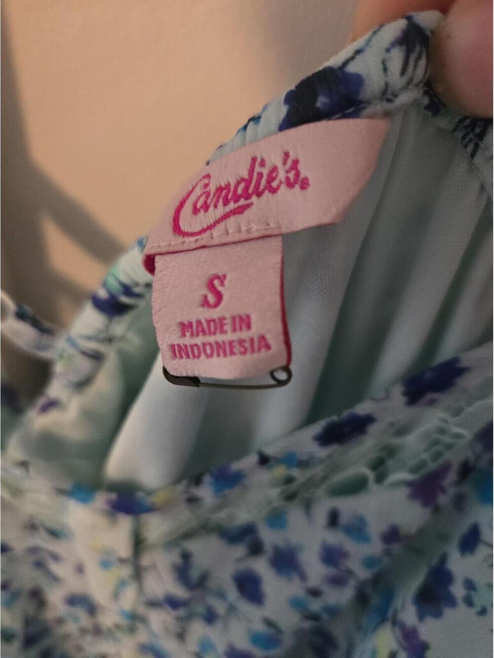Candie's Blue Floral Lace Trim Maxi Dress Size S - Picture 2 of 5